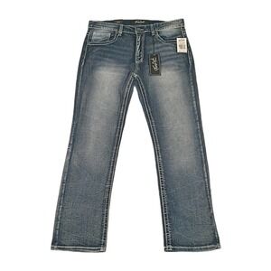 True Luck Men's Bootcut Jeans 34x32 Embroidered Western Thick‎ Stitch New